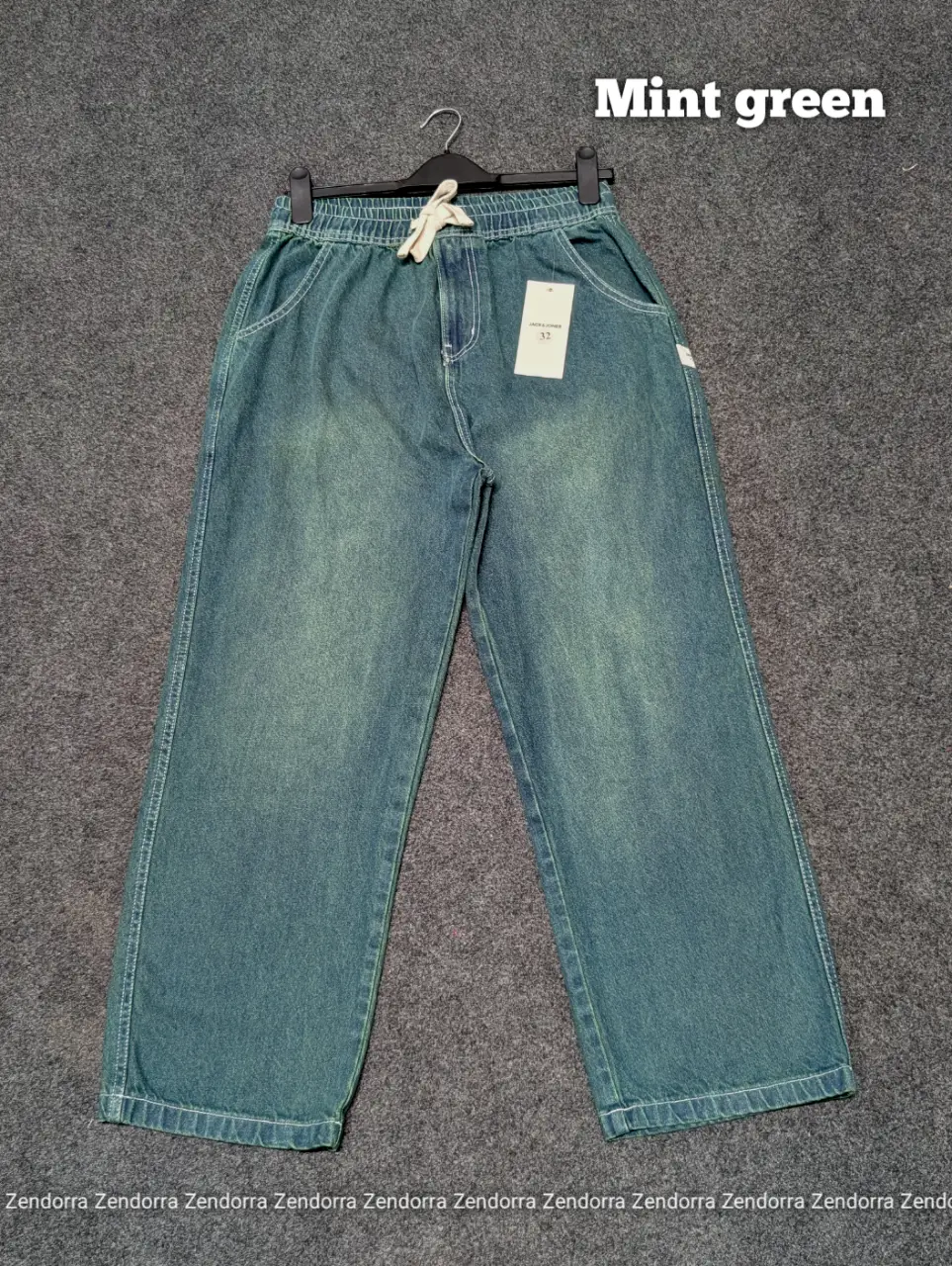 Semi Baggy Denim Trouser - "Mint Green" Color