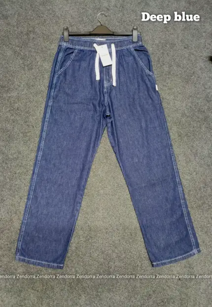 Semi Baggy Denim Trouser - "Deep blue" Color