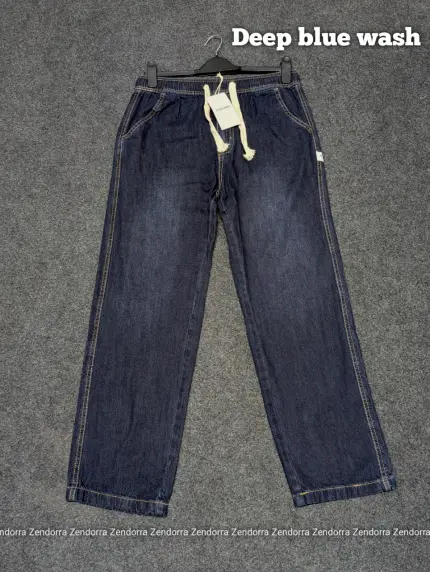 Semi Baggy Denim Trouser - "Deep blue wash" Color