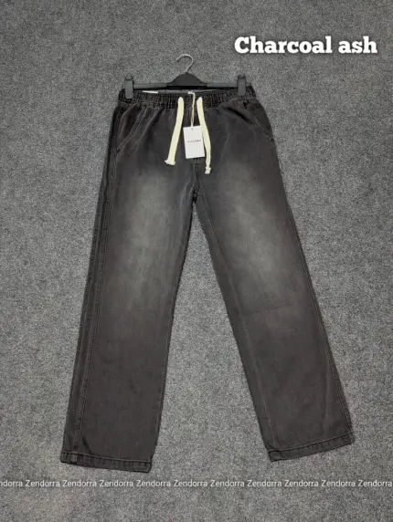 Semi Baggy Denim Trouser - "Charcoal ash" Color