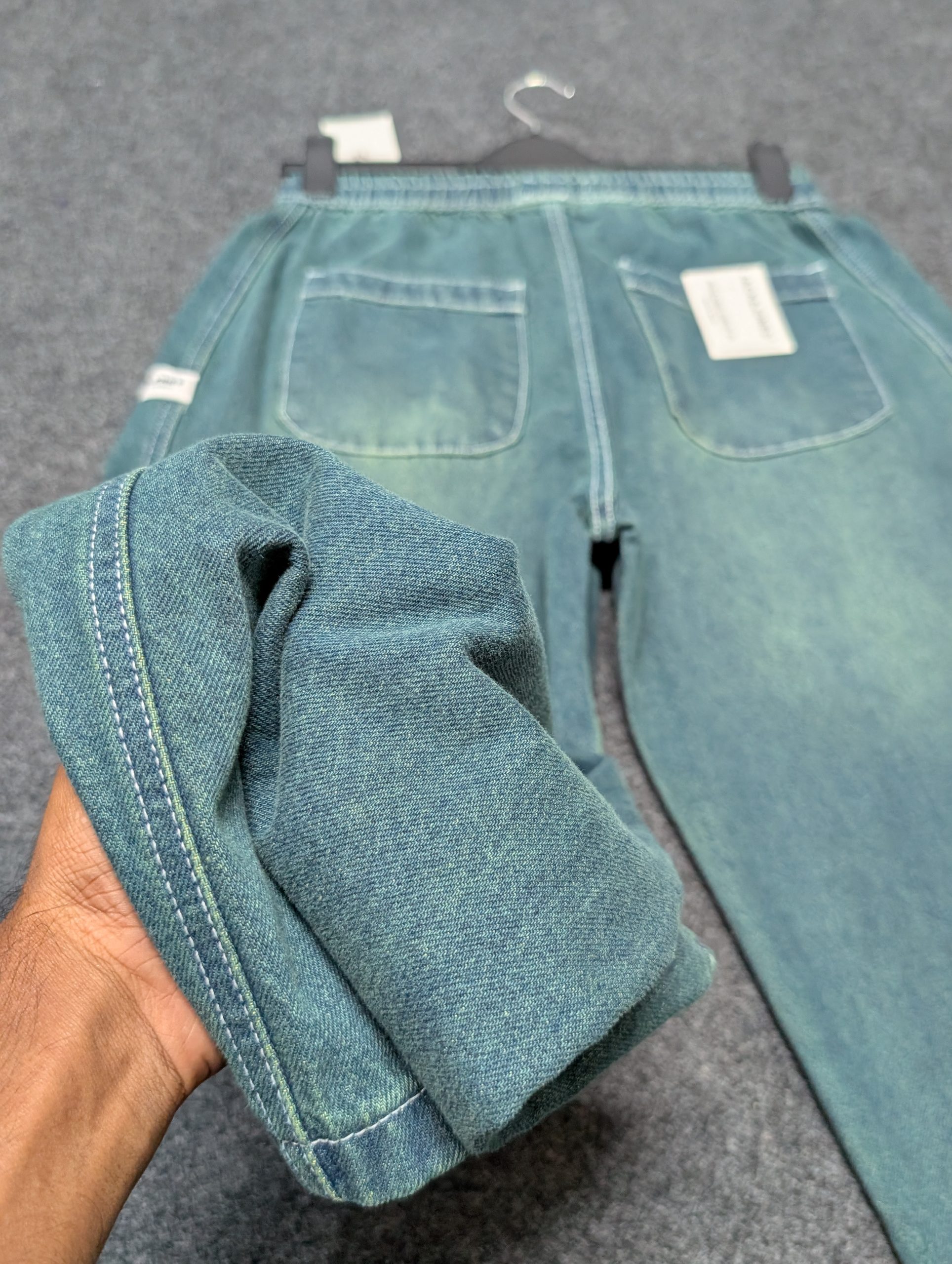 Semi Baggy Denim Trouser - "Mint Green" Color - Image 3