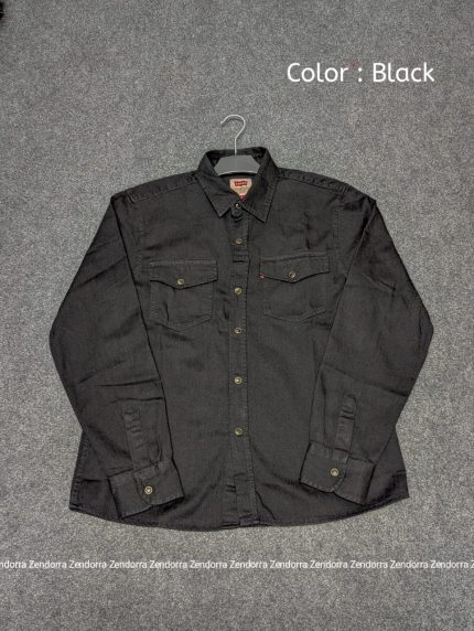 Boxy-Fit Denim Shirt "Black" color