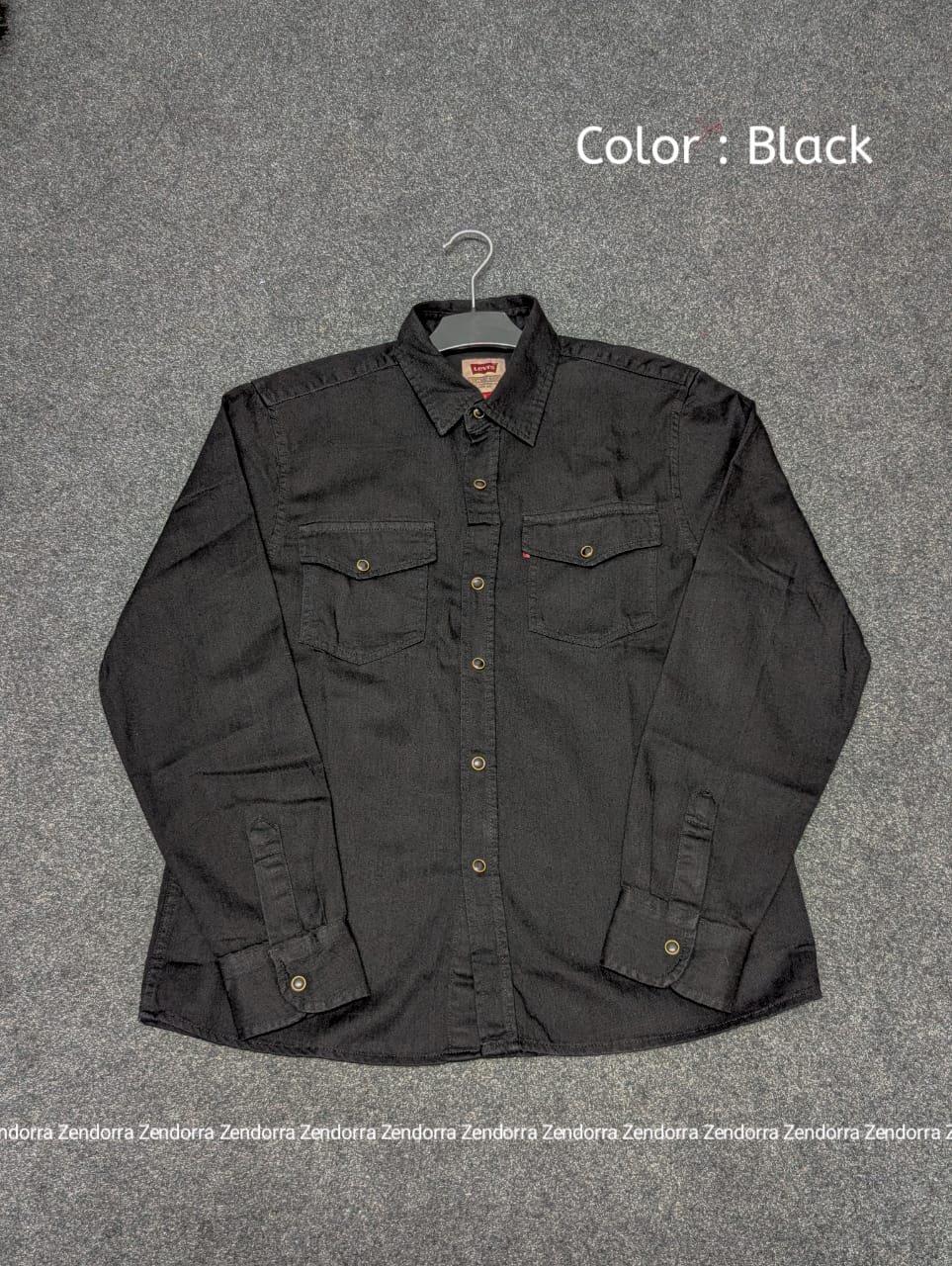 Boxy-Fit Denim Shirt "Black" color