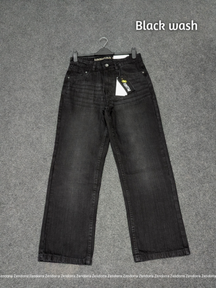 HashTag Semi Baggy Denim Pants - Black Wash