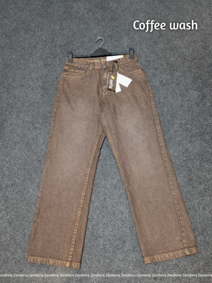 HashTag Semi Baggy Denim Pants - Brown Coffee
