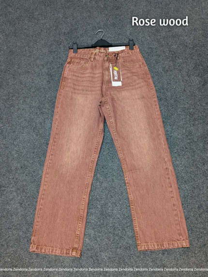 HashTag Semi Baggy Denim Pants - RoseWood
