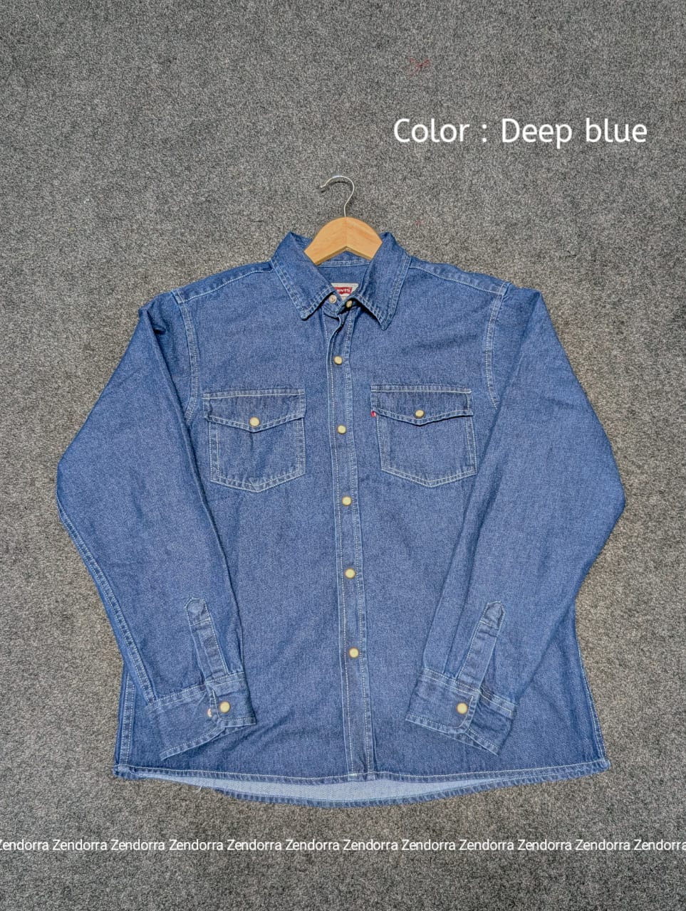 Boxy-Fit Denim Shirt "Deep Blue" Color