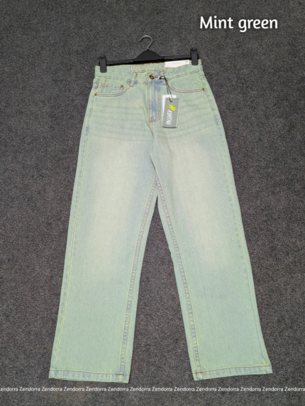 HashTag Semi Baggy Denim Pants - Mint Green