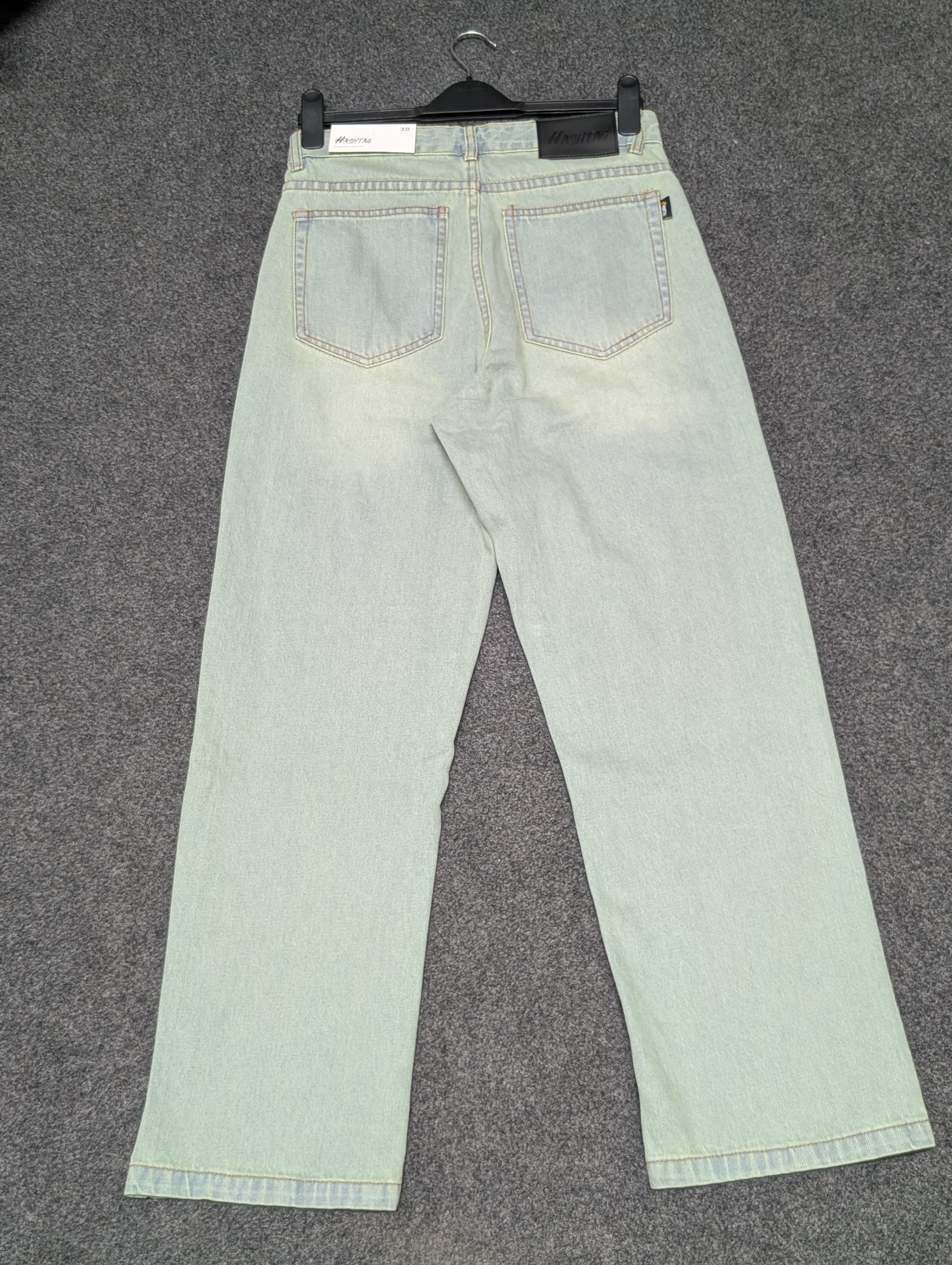 HashTag Semi Baggy Denim Pants - Mint Green - Image 4