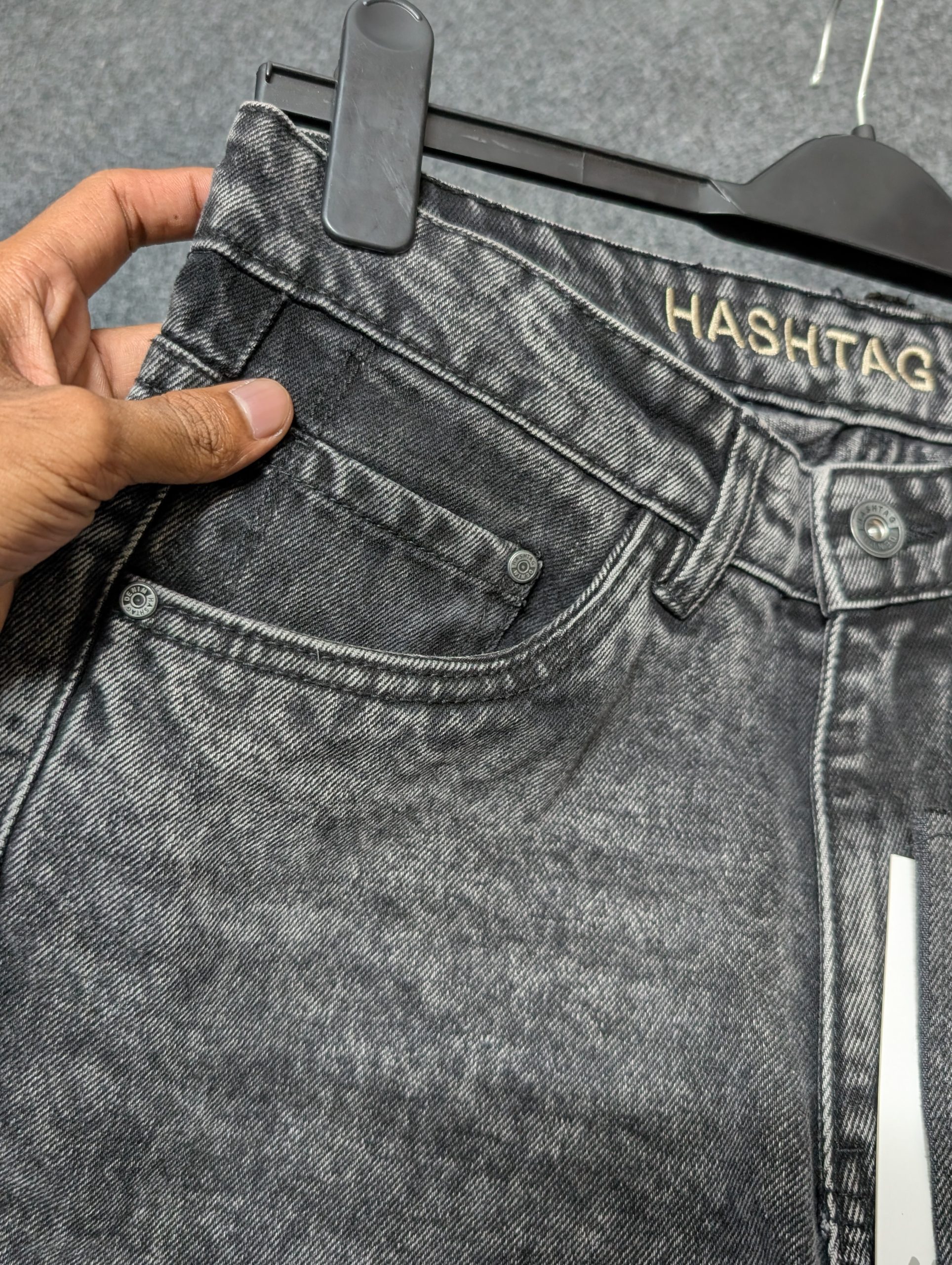HashTag Semi Baggy Denim Pants - Smoky Ash - Image 4