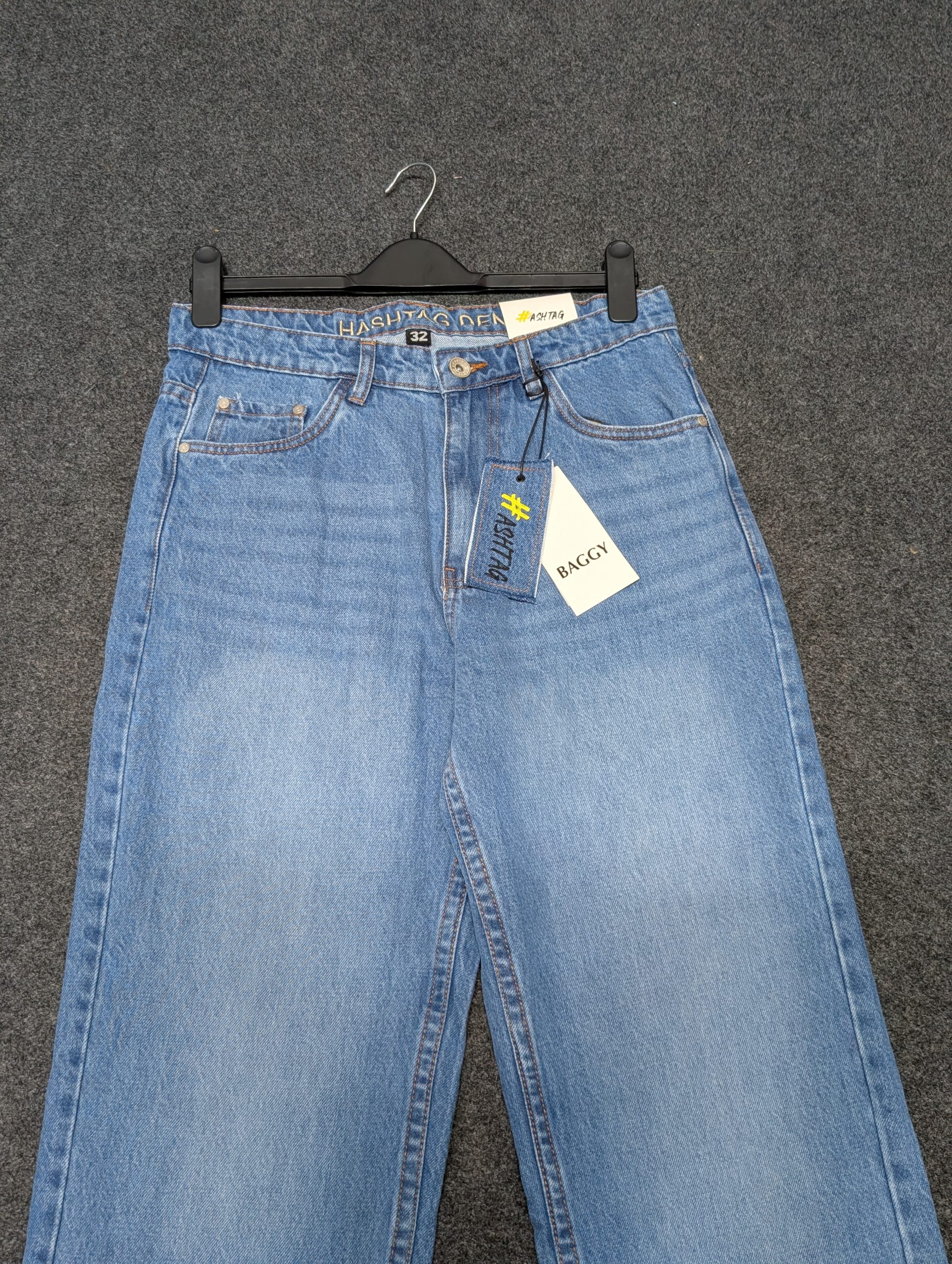 HashTag Semi Baggy Denim Pants Mid Blue Wash Price in BD - প্রফেশনাল প্রোডাক্ট ইমেজ ডেসক্রিপশন।