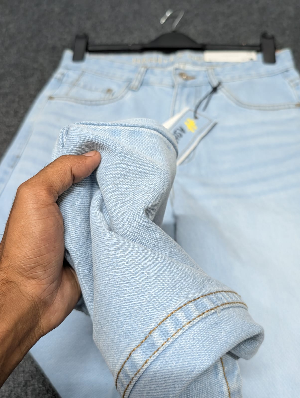 HashTag Semi Baggy Denim Pants - Light Blue Price in BD - প্রফেশনাল প্রোডাক্ট ইমেজ ডেসক্রিপশন।