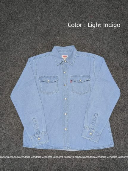 Boxy-Fit Denim Shirt "Light Indigo" Color