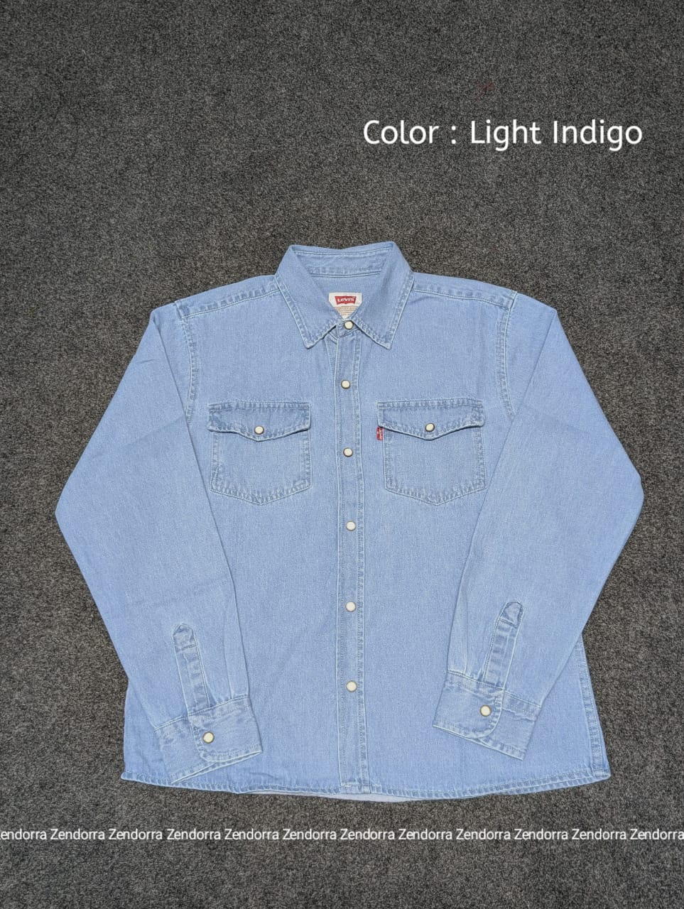 Boxy-Fit Denim Shirt "Light Indigo" Color
